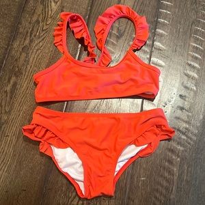 Dillard’s Copper Key red bikini ruffle 10 12